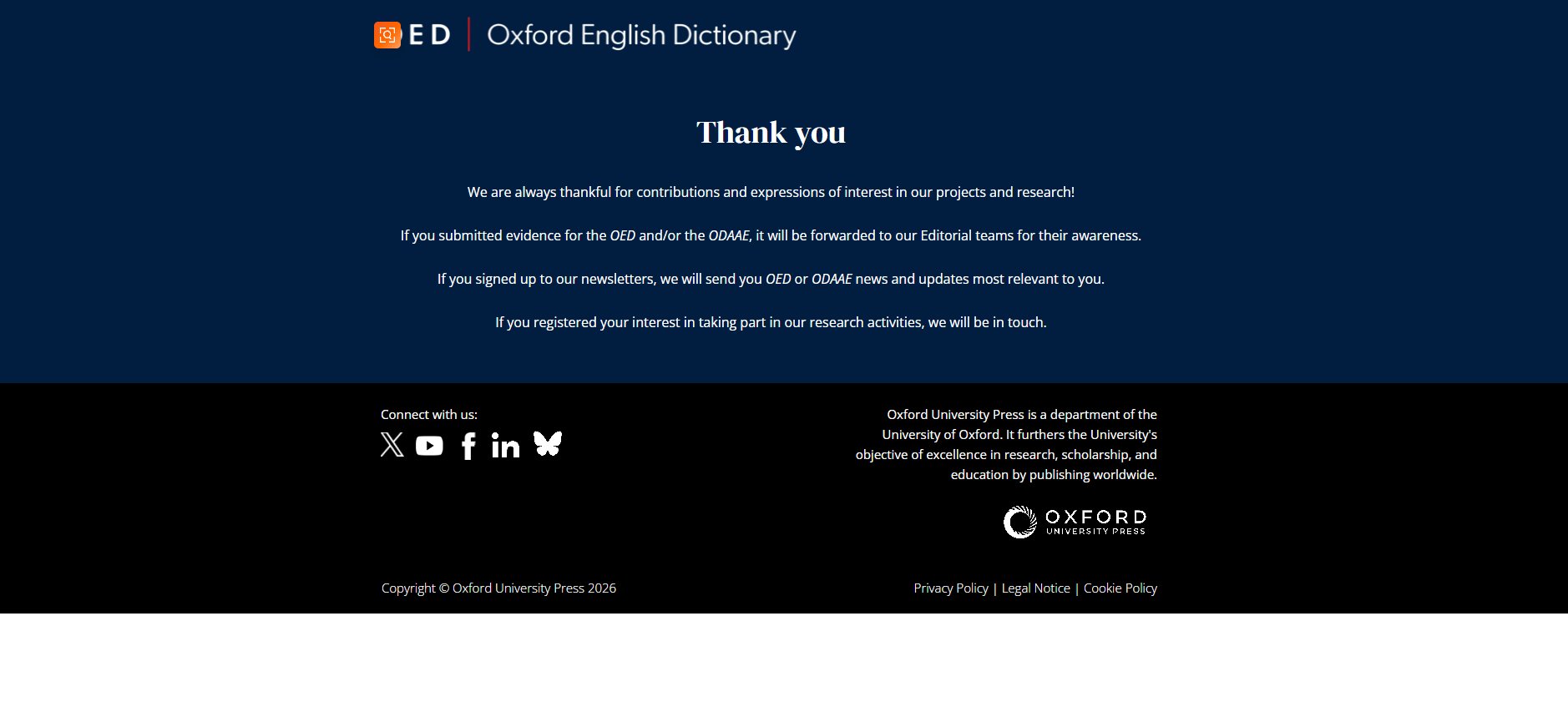 OED thank you